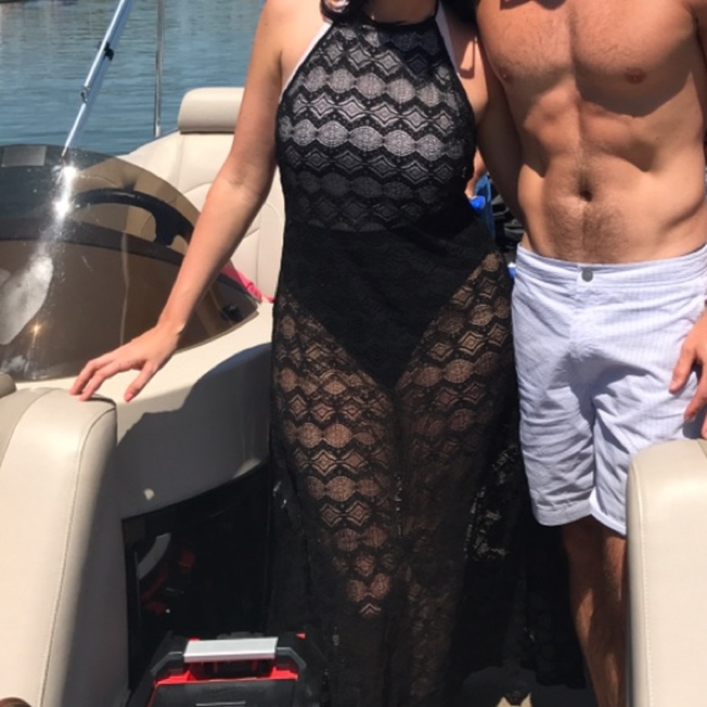 Black maxi swimsuit coverup.